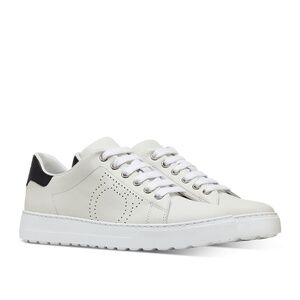 SALVATORE FERRAGAMO Womens White Pierre Toe Platform Leather Sneakers Shoes